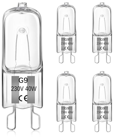 G9 Ampoule Halogène Four 40W 300 Degré, Dimmable Blanc Chaud 2700K 520LM, 230V, Ampoule Halogène G9 pour Lampe Four, Micro-ondes, Lampes de Table, 5 Pièces