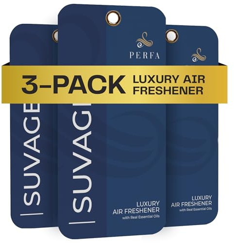 3PCS Savage Disposable Card Car Air Fresheners for Men | Long Lasting Automotive Freshener | Lasts for 2 Weeks | Strong Car Perfume with Odour Eliminating Technology by Perfa