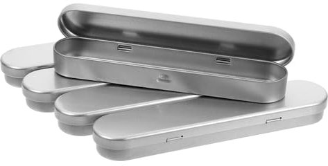 VILLCASE 5pcs Tinplate Stationery Organizer Pen Box Container Sleek Metal Pencil Holder