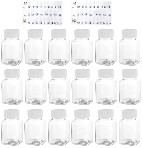 KPSRFG 18Pcs 100ml Ginger Shot Bottles, Shot Bottles with Lids | Clear Plastic Shot Bottles for Juices and Waterproof Name Stickers for Ginger Shots