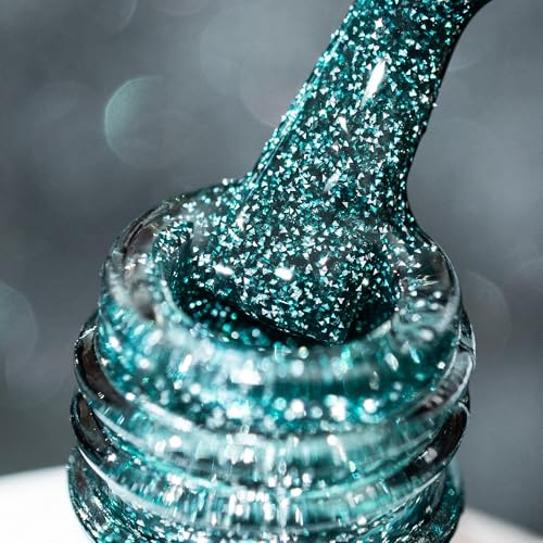 BURANO UV Glitzer Nagellack, 7.3ml Reflective Nagel Gel UV lack, Grün Nägel Nagellack Led Holographisch Gel Polish Curing Need S17
