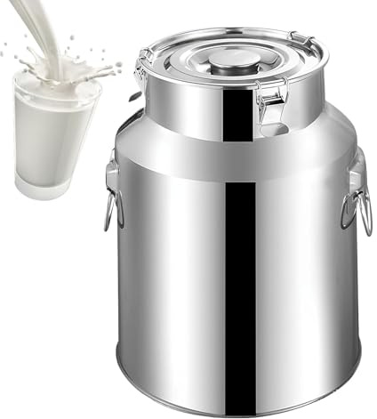 Adima 5L/9L Milk Cans 201 Stainless Milk Bucket Tote Jug Heavy Duty Milk Transport Bucket Milk Jug Sealed Tank Liquid Container Storage Oil Tea Tank Wine Bucket for Food Use,5L