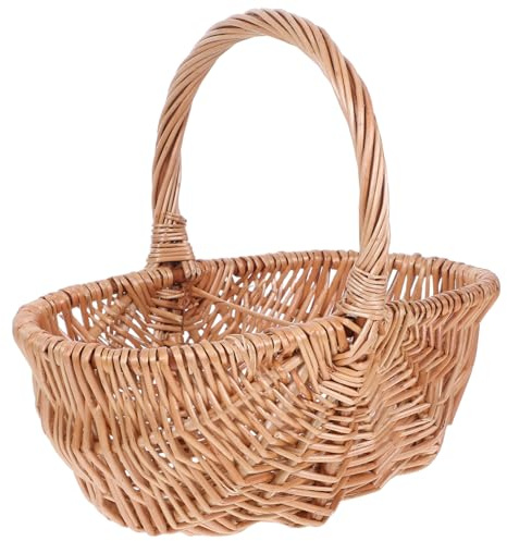 BESTonZON Panier Tressé en Osier Petit 27 Cm pour Pique-niques Extérieur Panier à Fruits Et Légumes Léger Portable Œufs Rotin Naturel Polyvalent