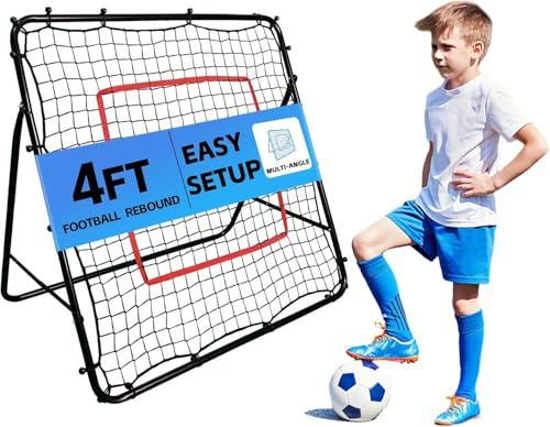 KAIDIDA Fußball Rebounder klappbar mit 5 einstellbaren Winkeln | Stabiler pulverbeschichteter Stahlrahmen mit robustem PE Netz für Passübungen und Schusstraining im Innen und Außenbereich
