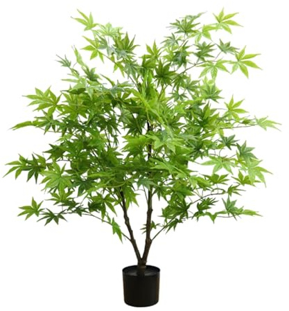 Árbol de Arce Artificial árbol de Arce japonés Rojo Enano de simulación árbol Artificial Exterior decoración de otoño Árboles Artificiales al Aire Libre para porche，Patio，jardín(Green,1.2m/47.2in)