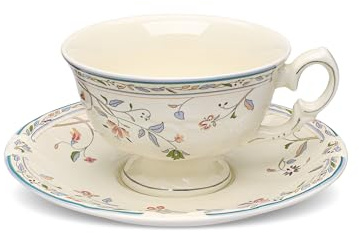 fanquare Taza de té y platillo de cerámica Elegantes tazas de café con motivo de vid azul 200 ml Taza de porcelana decorativa vintage real para una boda o una fiesta de inauguración