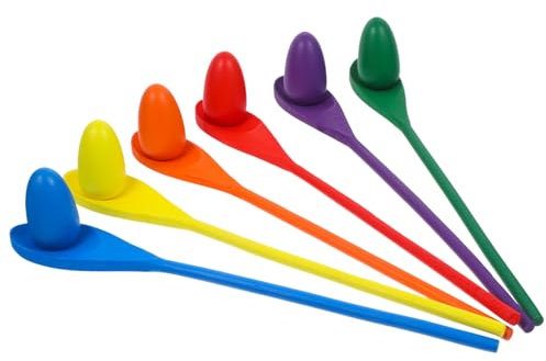 Milisten Wooden Egg Spoon Race Game Set for Kids Sensory Integration Training Outdoor Relay Balance Toy Birthday
