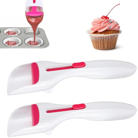 2 pcs Cupcake Scoop,Cupcake Scoop Batter Dispenser,Cupcake Batter Dispenser,One Click Sliding,Cupcake Dispenser,Cupcake Batter For Cookie Dough Pancakes - Unique Baking Supplies