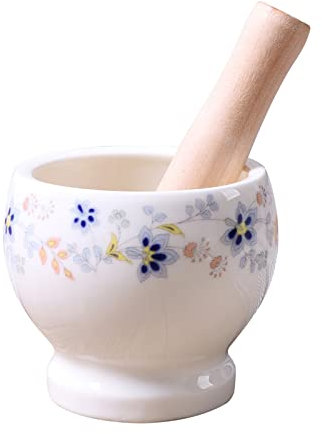 CAFIEDR Mortaio e pestello Home Ceramica Mortaio e pestello Set Macinatore Bianco Manuale Macchina per Aglio per abradere Peperoncino Noci Mortaio e pestello in Porcellana per macinazione