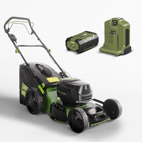 GREEN MACHINE Tosaerba a batteria da 62 V, telaio in acciaio semovente da 46 cm, 60 l, pieghevole con LED, motore senza spazzole, batteria da 4,0 Ah e caricatore inclusi