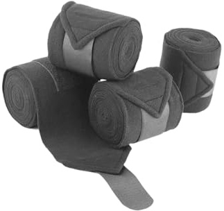 APLVFFZH 4 Pezzi Fasce per Gambe di Cavallo Bendaggi Riutilizzabili Supporto per Gambe Parastinchi Protettivi in Pile Traspirante Adatto per Il Trasporto E La, Grigio