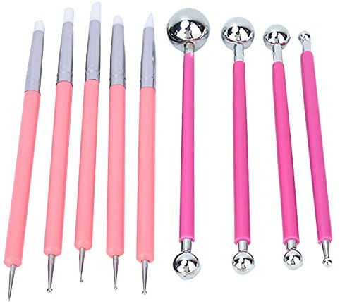 Fdit 9Pcs Pottery Clay Sculpture Tools Ceramic Carving Set with Aluminum Tube Handle for Crafting Polymer Clay Modeling (Red + Matt Red)