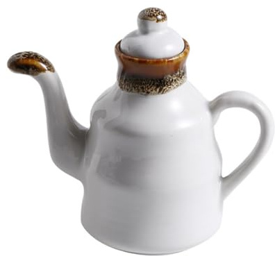 Ölspenderflasche aus Keramik, Gewürzspender mit Deckel, dekorative Olivenöl-Menage, Vintage-Saucen-Menage for Öle, Saucen, Essig(White)