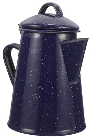 GRIRIW Emaille Wasserkanne mit Griff Blauer Sternen design Kaffeekessel Langlebiger Emaille Wasserkocher für Küche Camping und Teezubereitung Sicherer Robuster Haushalts kaffeepot