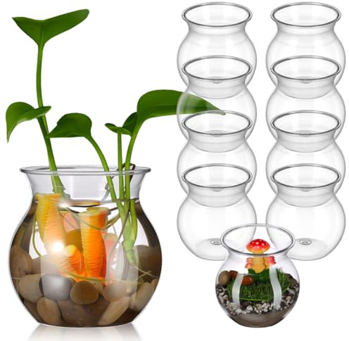 Housoutil Clear Plastic Propagation Vase 10Pcs Ecological Bottle Planters for Water Propagation Succulent Planter Micro Landscape Container Desktop Plants Holder for Home Office Decor