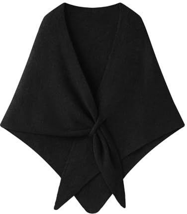 CCAIPU Poncho för kvinnor, triangel stickad poncho sjal cape vinter varm wrap med läderspänne