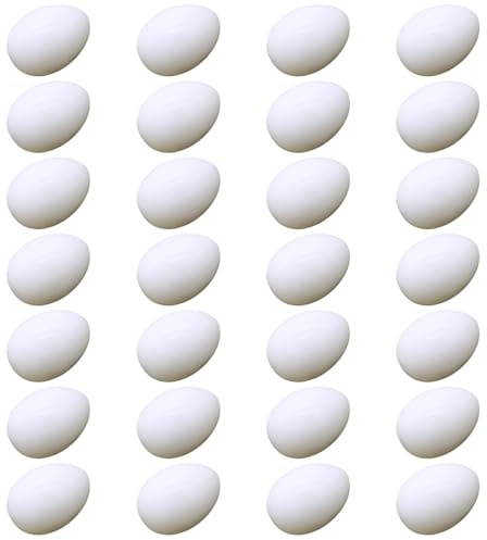 UKCOCO 28pcs Plastic Fake Pigeon Eggs for Incubation, 3.8×2.8cm Lifelike Nest Hatching Induced Eggs for Bird Breeding and DIY Decoration