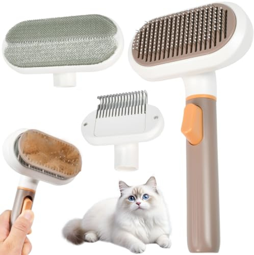 MUFANSU Brosse Autonettoyante pour Animaux de Compagnie, 3 En 1
