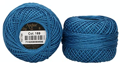 Anchor 4591008-00169 Stickgarne, 100% Baumwolle, lagune, Stärke 8, 82m, 16 Gramm