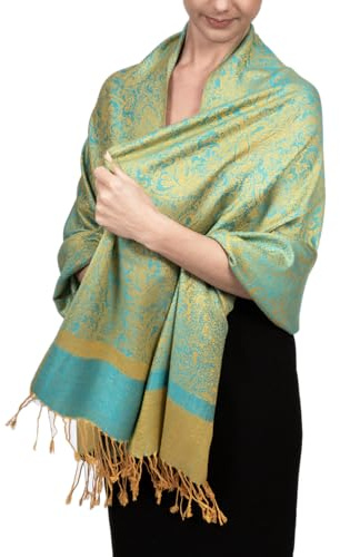 Achillea Pashmina damhalsduk, Blå/gul, 72L x 28W