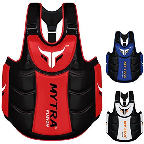 Mytra Fusion Chest & Belly Protector Body Shield Body Armor Body Pad Body Protector Chest Ribs and Belly Protector for Boxing MMA Muay Thai Fitness Gym Workout (Red Black)
