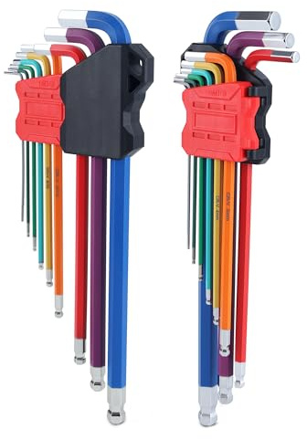 Lichamp 18-Piece Long Allen Wrenches Sets, Metric and Standard Allen Key Set Hex Key with Ball End, SAE 1/16 to 3/8 inch, Metric 1.5 to 10 mm