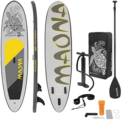 ECD Germany Aufblasbares Stand Up Paddle Board Maona | 308 x 78 x 10 cm | Grau | PVC | bis 120kg | Pumpe Tragetasche Zubehör | SUP Board Paddling Board Paddelboard Surfboard | Verschiedene Modelle