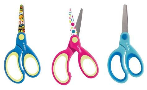 herlitz Design Bastelschere für Linkshänder, rund, farbig sortiert (keine Farbauswahl möglich!), 10 Stück