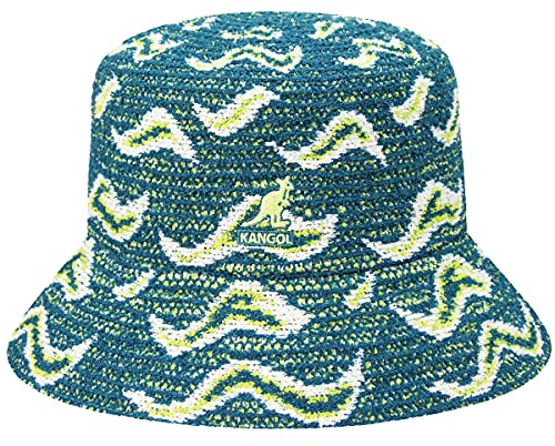 Kangol Wave Camo Bucket Fischerhut Stoffhut Anglerhut Damen/Herren - mit Futter Winter Herbst-Winter - S (54-55 cm) Petrol