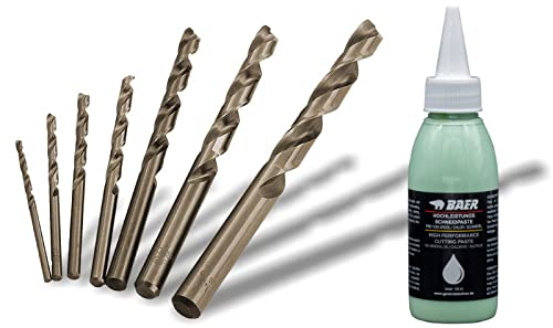 BaerCoil BAER Spiralbohrer Set M3 - M12 HSSE inklusive Bohrpaste | Extrem Kernlochbohrer Satz | Spiralbohrersatz aus hochlegiertem HSSE/Cobalt Stahl | Spiralbohrerset | Bohrerset Cobalt