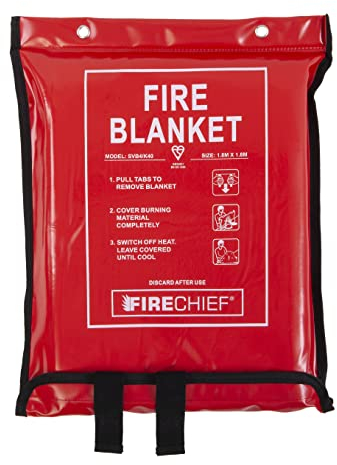 Firechief SVB4/K40 Kitemarked Budget Fire Blanket | Commercial Fire Blanket (1.8m x 1.8m) | Suitable For Use At Home, In The Workplace And For Clothing Fires