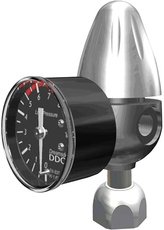 Riduttore di pressione Co2 con Manometro per Bombole ricaricabili 2, 4 e 10Kg. W21,8 con manopola dritta