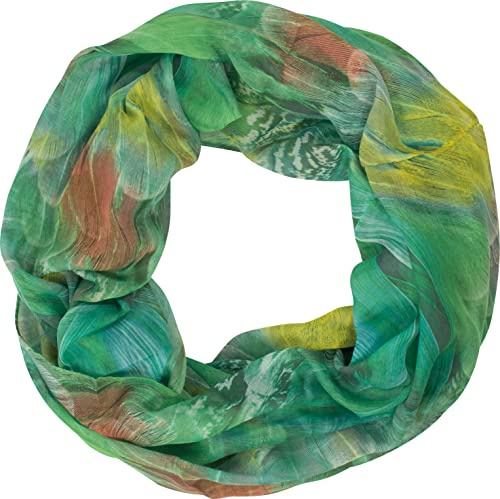 fashionchimp Loop Schlauchschal für Damen mit Feder-Muster in Batik Style, Crash and Crinkle, Seide, Schal