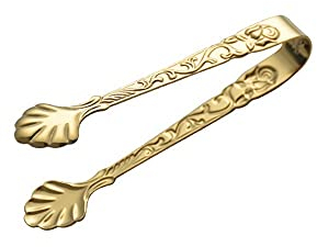 Tongs Vintage Rose Embossed Stainless Steel ice Cube Sugar Food Tongs Wine Accessories Kitchen Tongs (Color : Gold)