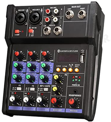 HMTE Mezclador de Controlador de DJ de 4 Canales Bluetooth Consola de Mezcla Profesional con Efecto de reverberación para Escenario en Vivo en el hogar (Color : B)