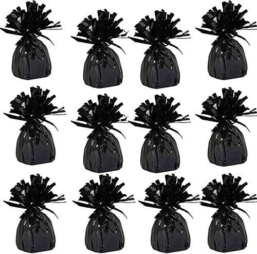 Metallic Balloon Weights, Birthday Party Favors, Novelty and Gag Gifts, 5.5 Inches, 12-Pack (Black)