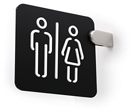 Signs - Enseigne drapeaux double face, en relief (toilettes hommes femmes, restroom, toilettes, salle de bain) Panneau de indication WC pour les couloirs et les espaces (Futura)