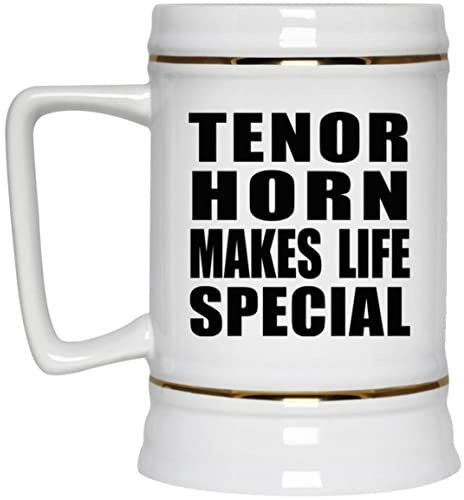 Designsify Gifts, Tenor Horn Makes Life Special, 22oz Beer Stein Ceramic Tankard Mug with Handle for Freezer - for Birthday Anniversary Christmas Mothers Day Fathers Day Party, to Men Women Him Her