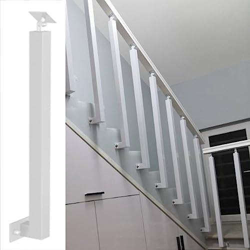 Ringhiera Vetro scale interne esterni Montaggio Laterale Colonna del Mandrino Delle Scale Bianco, 85/90/95/100 cm di Altezza Piazza Pilastro Della Ringhiera del Corrimano con Kit di Installazione, Ris