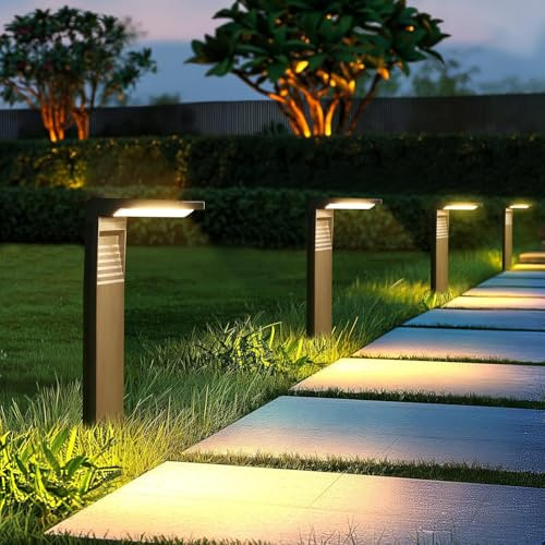 calflux Solarlampen für Außen Garten, Solar Wegbeleuchtung für Außen 2 Stück,Wasserdicht weihnachtsbeleuchtung solar 2 Modi,Wetterfest Gartenleuchte für Garten Gehweg Rasen Weg (kaltes Weiß/Warmweiß)