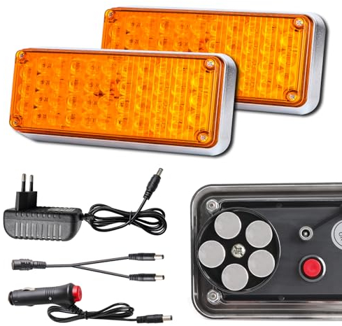 ROUTEKING Drahtlose Warnleuchte Blinklicht - 2x42 Magnetische 5 Stroboskop-Modi Blitzleuchte für Truck Traktor, wiederaufladbare tragbare Trailer mit drahtloser Notfallleuchte (gelb)