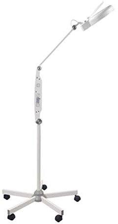 Creative Craft Förstoringsglas 5X LED-förstoringsglas golvstående lampa, 360° vridbar justerbar arm Läsförstoringsglas- för skönhet, salong, tatuering, nagel-, tandvårds-, läs- och hudvårds