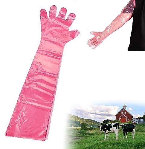 Bavooty Langarm Veterinär Handschuh,Veterinär-Handschuhe,Dehnbare Einweghandschuhe,Für Vieh,Einweg Weichplastikfolie Handschuhe,Extra Lange 90 cm,30pcs (Rot, 30)