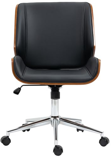 Vinsetto Bürostuhl Ergonomischer Drehstuhl mit Wippfunktion Schwarz | Höhenverstellbar, Kunstleder, Gepolstert, Computerstuhl, Schreibtischstuhl