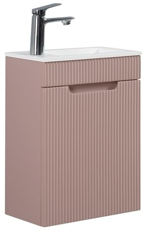 Set di mobili da bagno Thermis, 40 cm, rosa opaca, mobili da bagno con lavandino