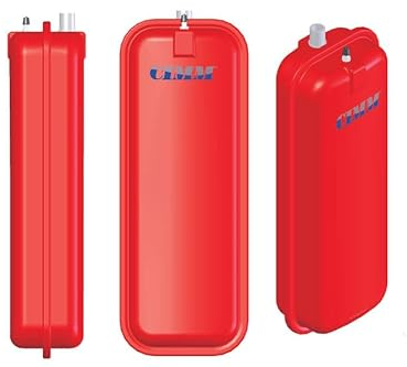 Vaso d'Espansione Rettangolare Piatto per Caldaie Mod. RP200 x 515 Attacco 3/4 Maschio Gas Gomma Membrana SBR Colore Rosso (RP200-10)