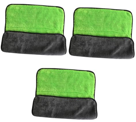 GLEAVI 3pièces Serviette Microfibre pour Nettoyage Automobile Éponge Absorbante Séchage Rapide Et Doux pour Carrosserie Bateau RV Vert