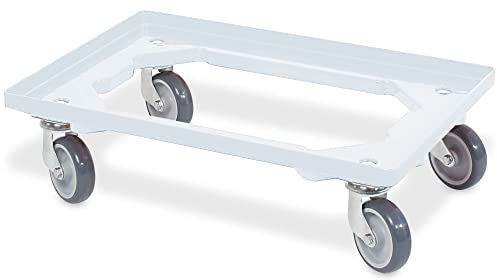 BRB Transportroller für Behälter 60x40 cm, offen, 4 Lenkrollen, 250 kg Tragkraft (weiß)