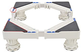Verstellbarer Waschmaschinensockel, verstellbarer Kühlschrankständer, höhenverstellbar für Waschmaschine und Trockner, Anti-Vibration, Länge 30–45 cm, Breite 38–54 cm, Eisbereiter-Bodenschal