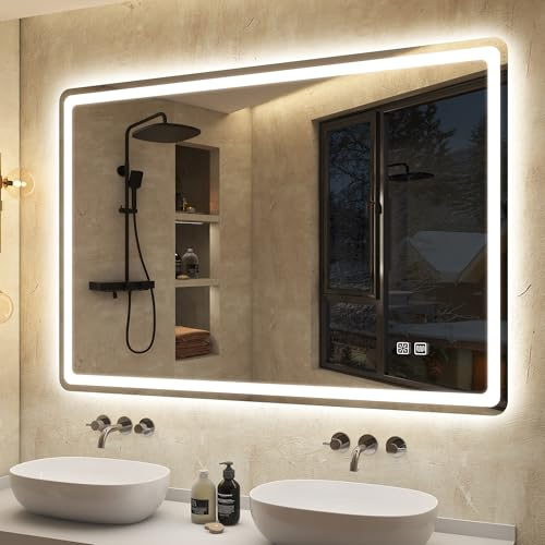 S'bagno 1 000 x 700 mm badrumsspegel med belysning, IP44 dimning, LED-minnesvertikal/horisontell 3 färgtemperaturer (3 000 K 4 000 K)